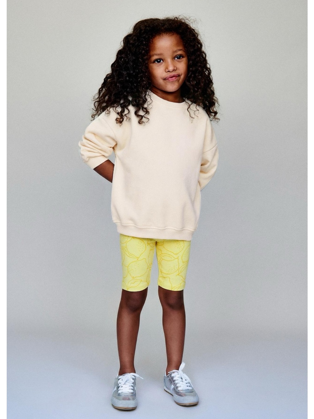 ZARA LEMON PRINT RIBBED CYCLING SHORTS